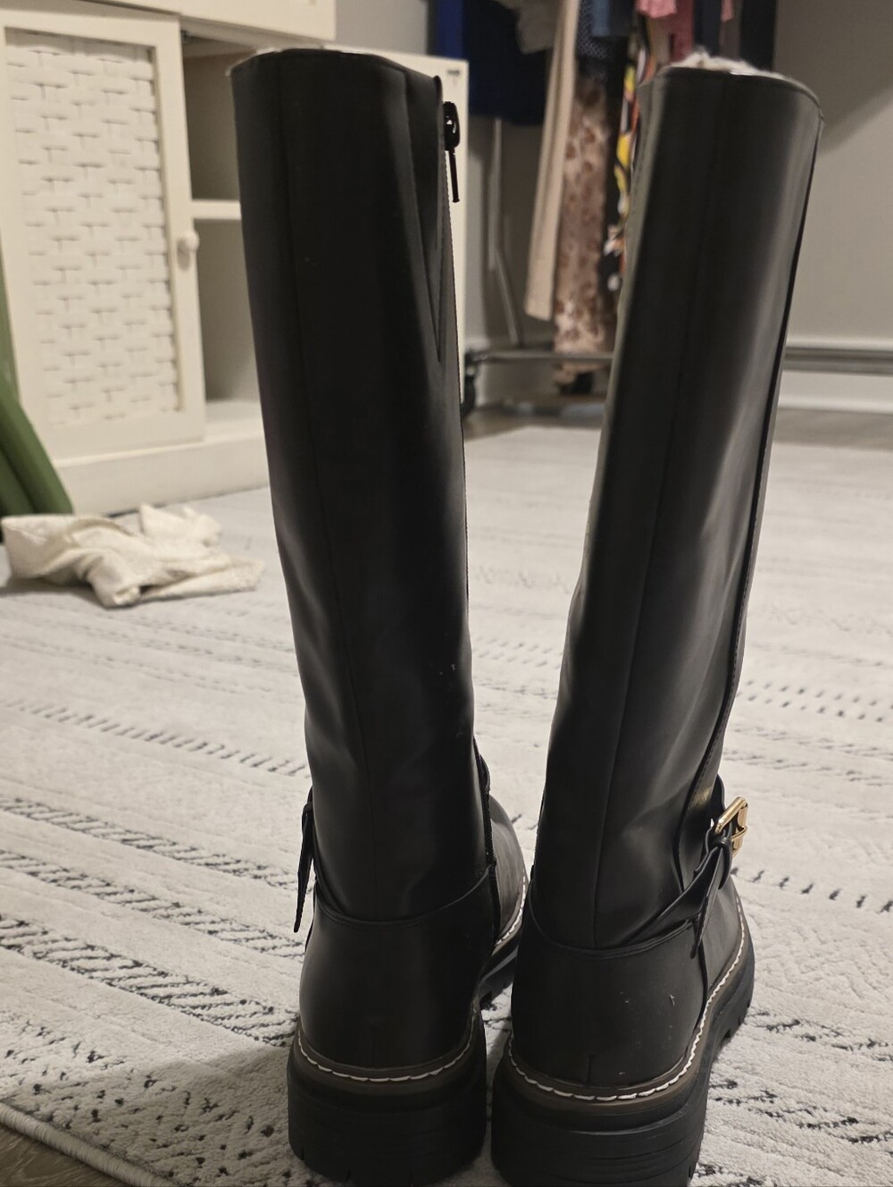 Nautica Black Mid-Calf Lug Sole Buckle Boots Size 8.5 Brand New! - Picture 4 of 7